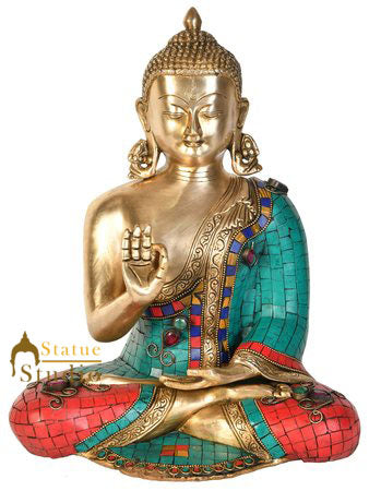 Indian Fine Brass Inlay Gautam Buddha Statue Idol Décor Gifting Figurine 13" by vendor-unknown - Buddha (View 2)