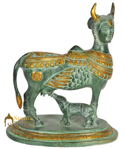 Antique Finish Hindu Sacred Lucky Kamdhenu Cow Décor Gift Statue Idol 8" by vendor-unknown - Spiritual (View 2)