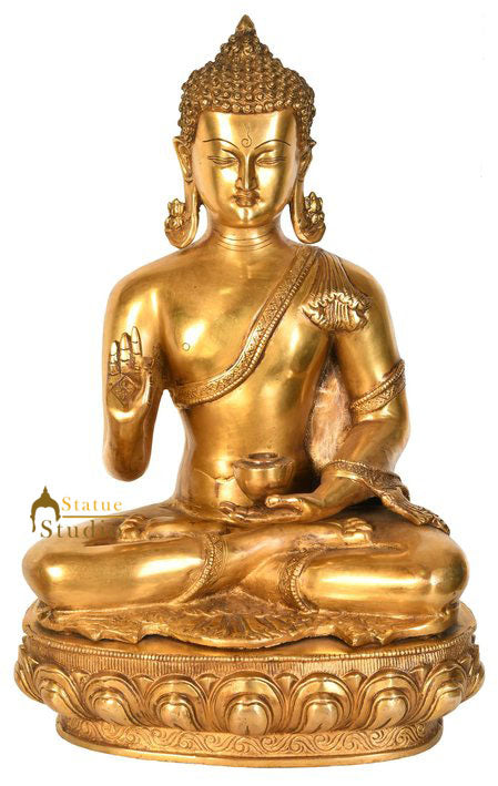 Nepalese Buddhist Bodhisatva Blessing Brass Buddha Fine Décor Idol Statue 18" - Image 2