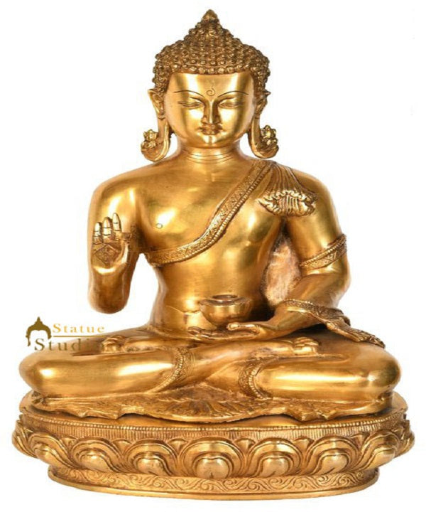 Nepalese Buddhist Bodhisatva Blessing Brass Buddha Fine Décor Idol Statue 18"