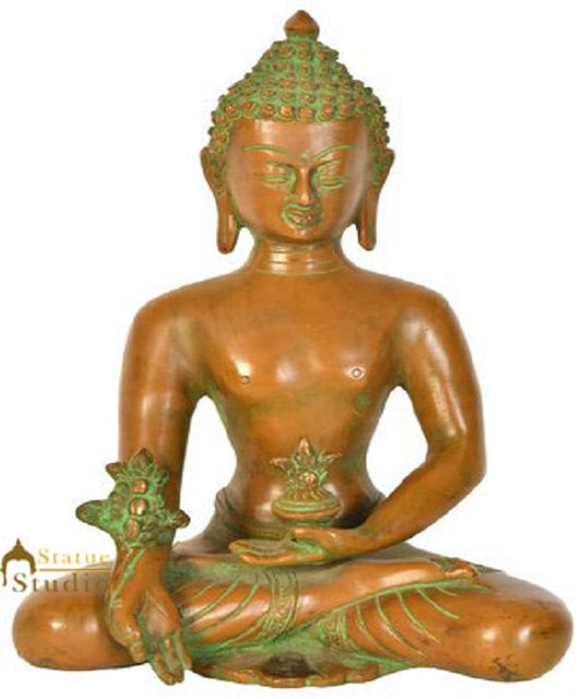 Tibetan Buddhist Fine Antique Look Medicine Buddha Statue Décor Showpiece 9"