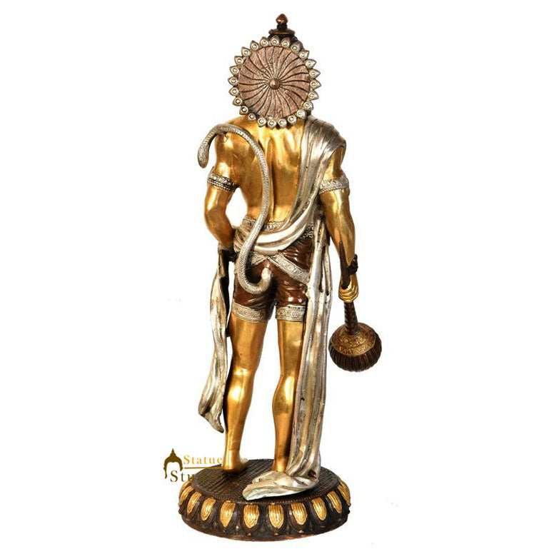 Fine Brass Standing Hanuman Statue Antique Finish For Home Decor 2 Feet - Image 3