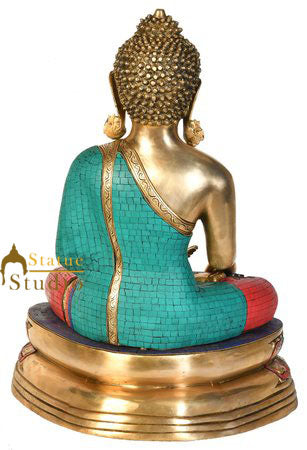 Earth Touching Shakyamuni Buddha Sitting On Base Inlay Décor Gift Statue 2 feet - Image 3