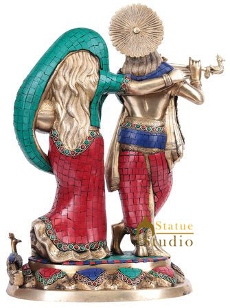 Brass Hindu God Goddess Radha Krishna Leela Fine Décor Statue Idol Showpiece 17" - Image 4