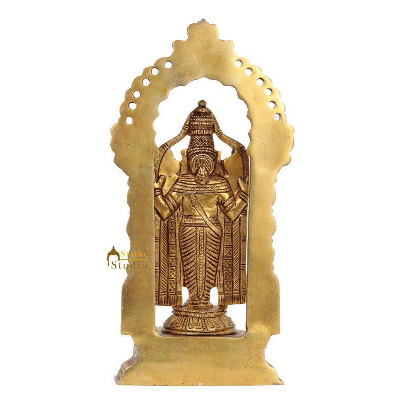 Brass Tirupathi Balaji Statue Lucky Religious Decor 11 Inch