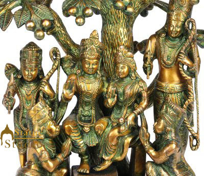 Brass Lord Rama With Family Darbar Statue Antique Finish For Home Decor 1.5 Feet by vendor-unknown - Hindu Gods (View 4)