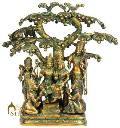 Brass Lord Rama With Family Darbar Statue Antique Finish For Home Decor 1.5 Feet by vendor-unknown - Hindu Gods (View 2)