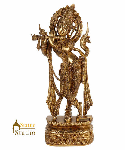 Brass Fine Fluting Krishna Statue For Home Decor Showpiece 2 Feet by vendor-unknown - Hindu Gods (View 3)