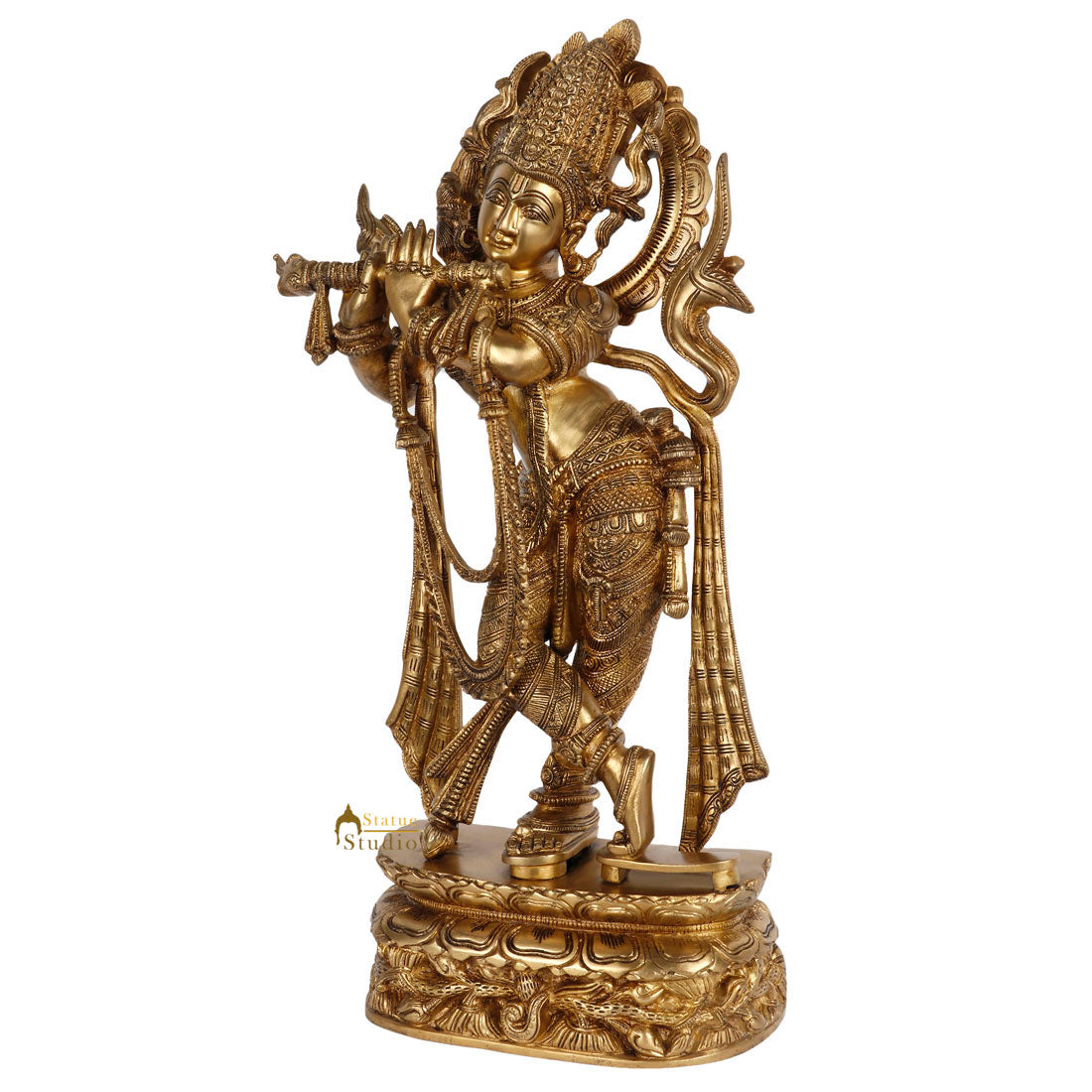 Brass Fine Fluting Krishna Statue For Home Decor Showpiece 2 Feet