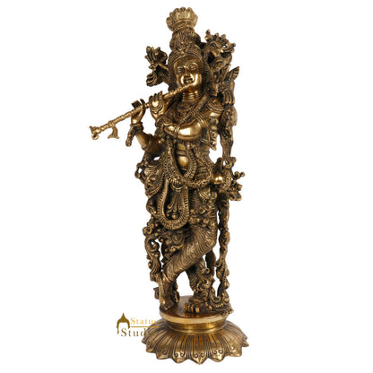 Brass Handmade Lord Krishna Statue For Home Office Decor Showpiece 2 Feet by vendor-unknown - Hindu Gods (View 4)