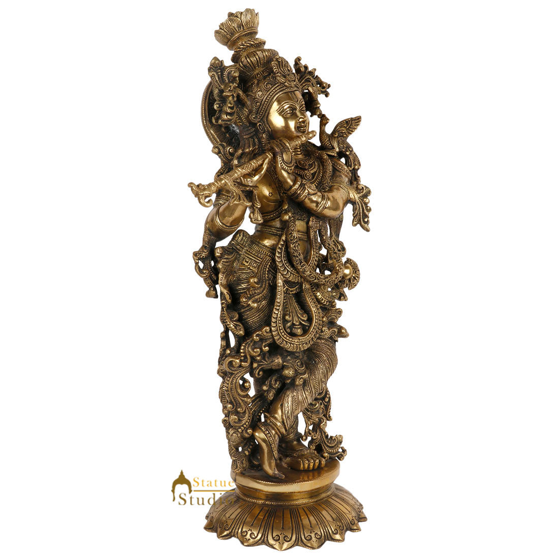Brass Handmade Lord Krishna Statue For Home Office Decor Showpiece 2 Feet - Image 5