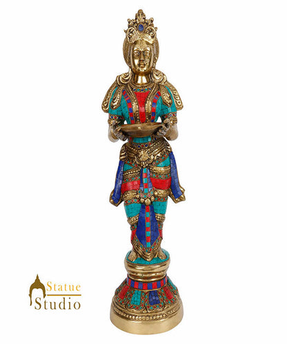 Indian Celestial Deeplakshmi Diwali Home Décor Deep Lady Statue Idol 2 Feet by vendor-unknown - Decor