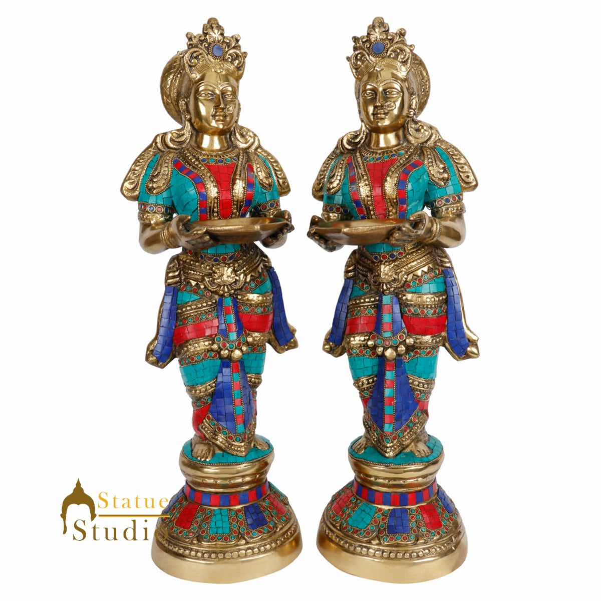 Indian Celestial Deeplakshmi Diwali Home Décor Deep Lady Pair Statue Idol 2 Feet