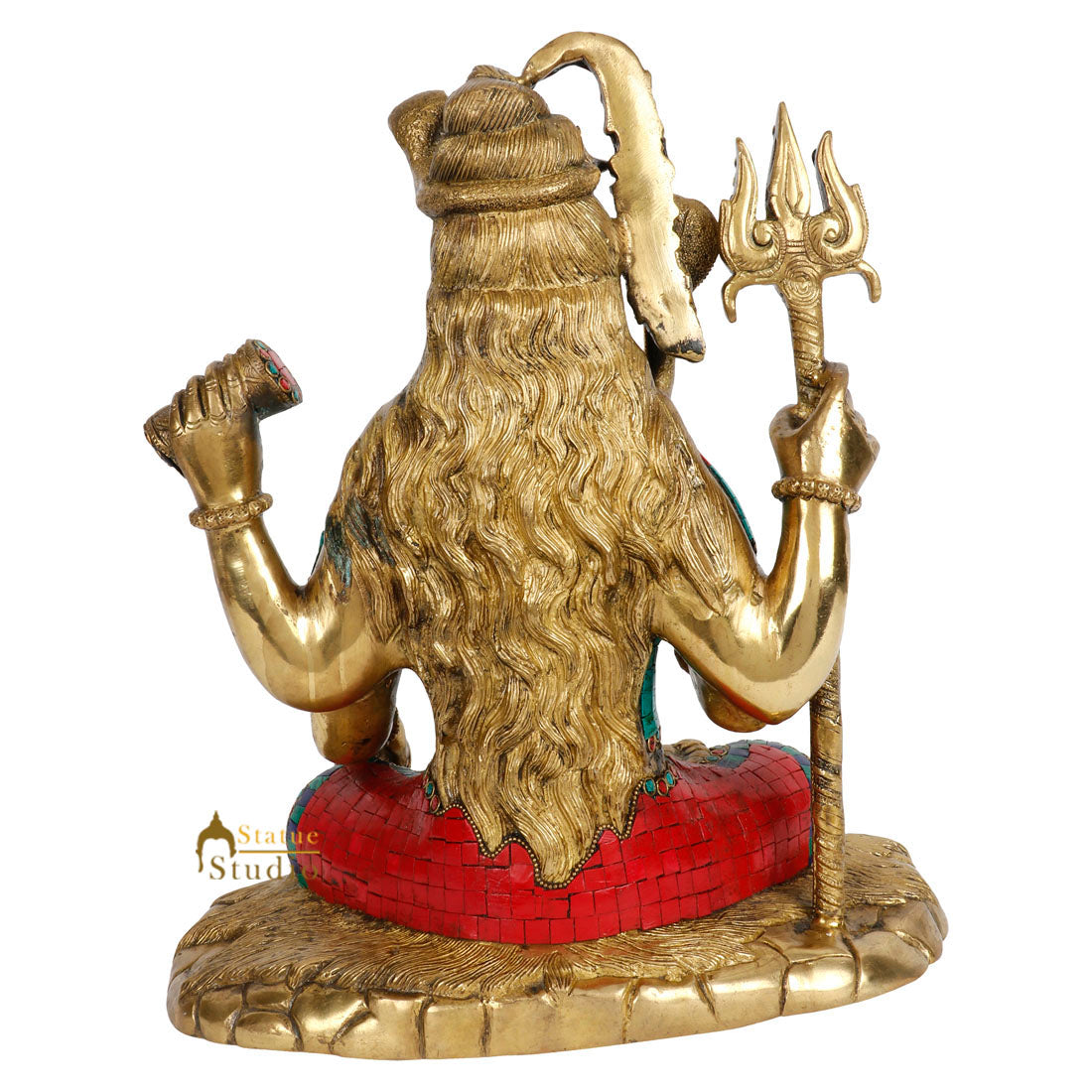 Brass Hindu Mahayogi Lord Shiva Statue Fine Temple Home Décor Inlay Idol 15"