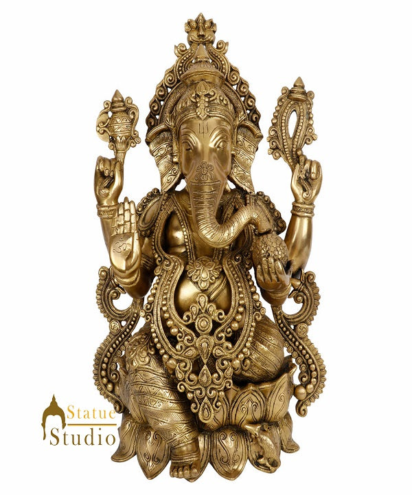 Indian Hindu Deity Elephant God Ganesha Statue Ganpati Large Décor Idol 2 Feet - Eco-friendly - Sama Homes