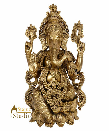Indian Hindu Deity Elephant God Ganesha Statue Ganpati Large Décor Idol 2 Feet by vendor-unknown - Hindu Gods