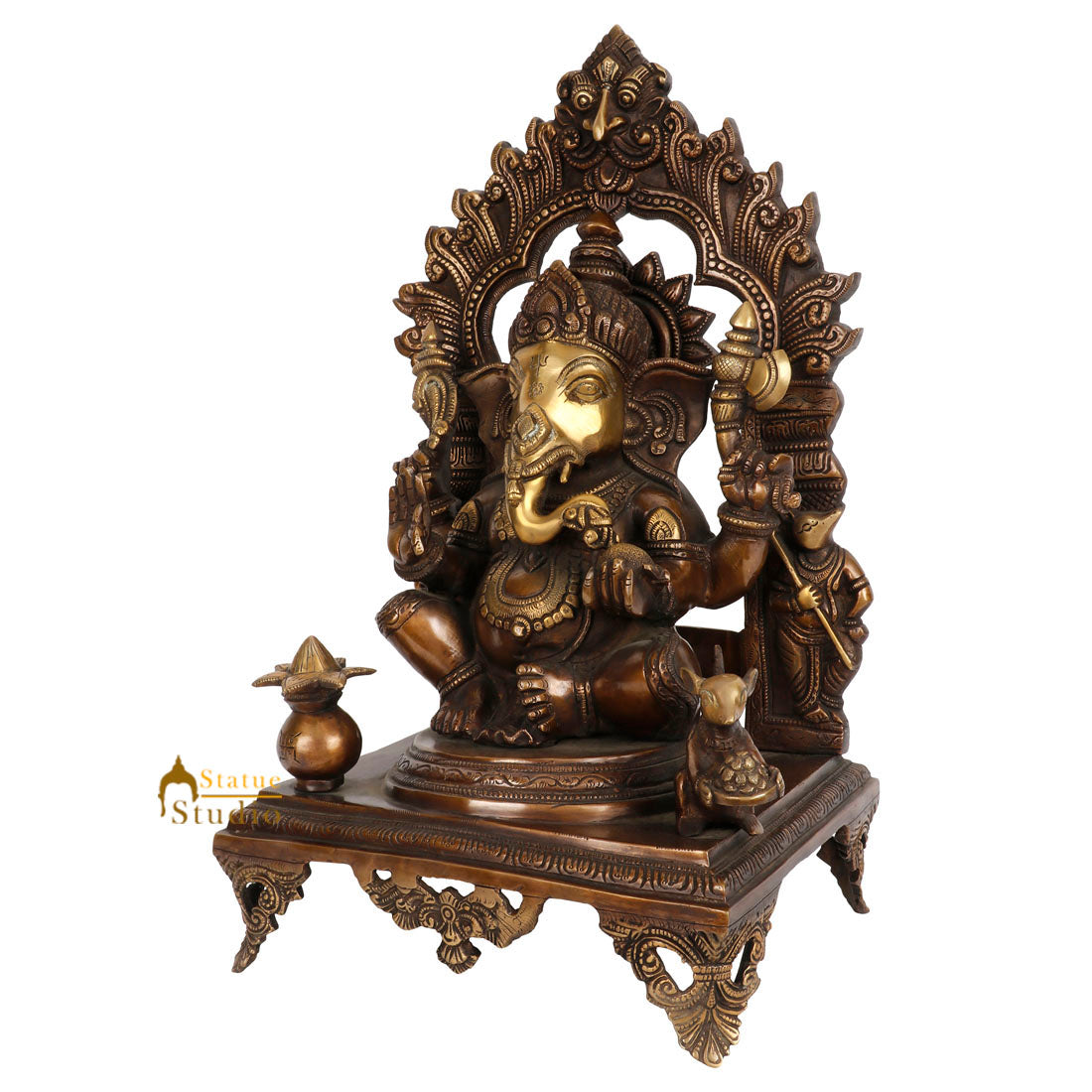 Antique Double Tone Fine Ganesh Decor Idol Lucky Ganpat Vastu Statue 1.5 Feet