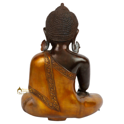 Large Size Antique Look Brass Buddha Sitting Idol Fine Décor Statue 1.5 Feet by vendor-unknown - Buddha (View 5)