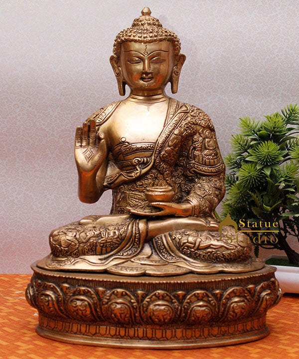 Indian Buddha Life Story Hand Carved Fine Décor Statue Gift Idol Showpiece 15" - Eco-friendly - Sama Homes