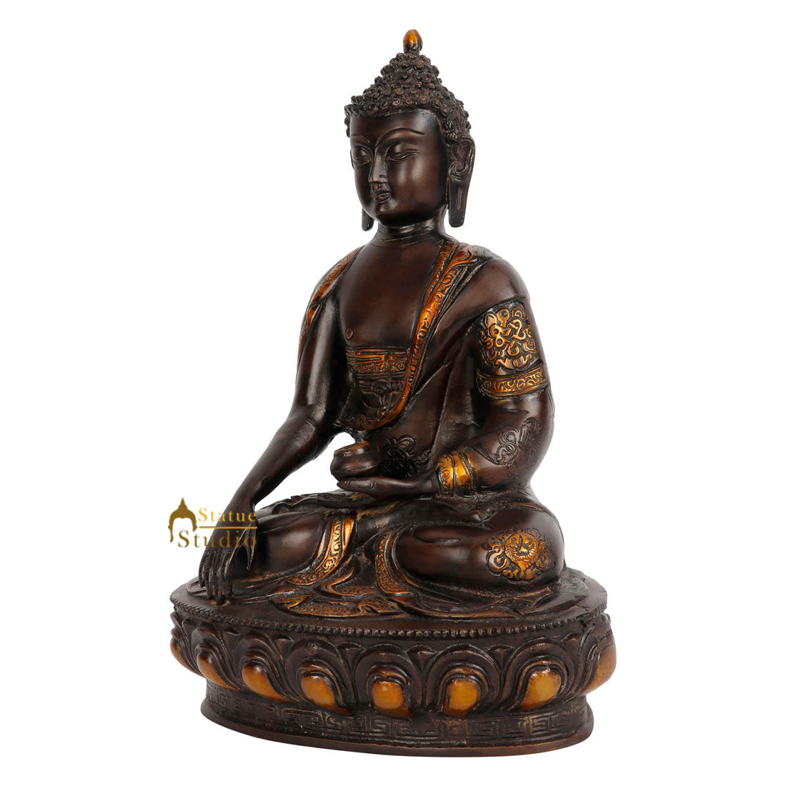 Antique Finish Tibetan Buddhist Buddha Sakyamuni Décor Feng Shui Statue Idol 12" - Image 3