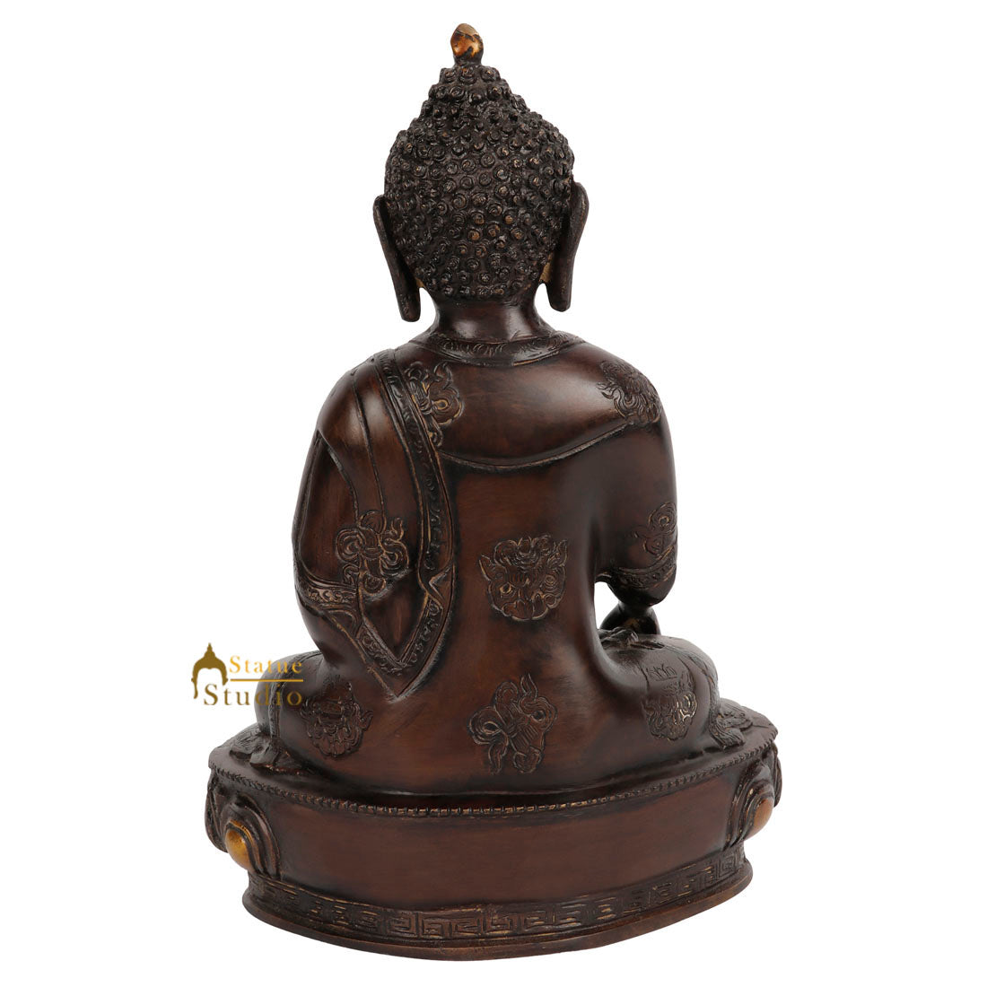 Antique Finish Tibetan Buddhist Buddha Sakyamuni Décor Feng Shui Statue Idol 12" - Image 4