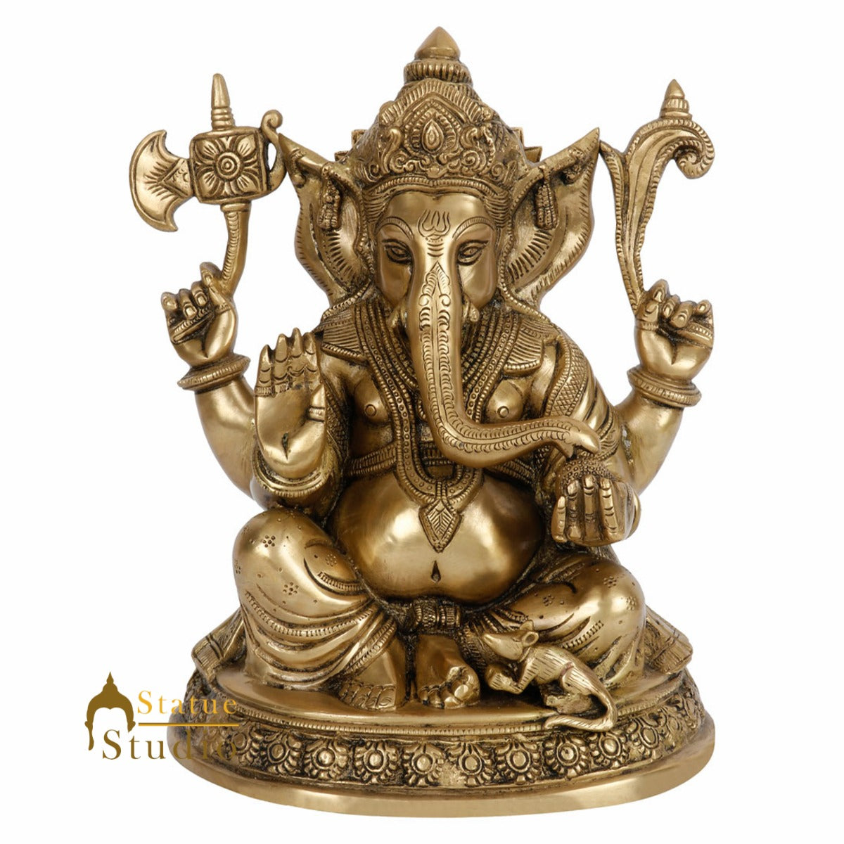 South Indian Style Sitting Ganpati Fine Idol Ganesha Home Décor Lucky Statue 12" - Image 2