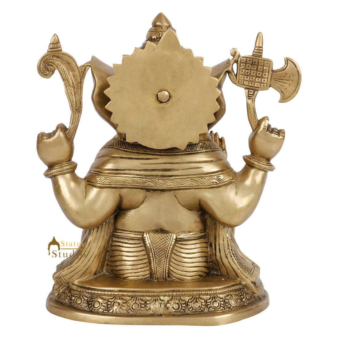 South Indian Style Sitting Ganpati Fine Idol Ganesha Home Décor Lucky Statue 12" - Image 5