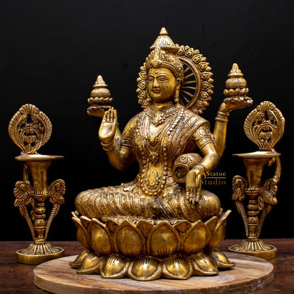 Indian Goddess of Wealth Maa Lakshmi Idol Vastu Lucky Statue With Money Pot 11" by vendor-unknown - Hindu Gods (View 2)