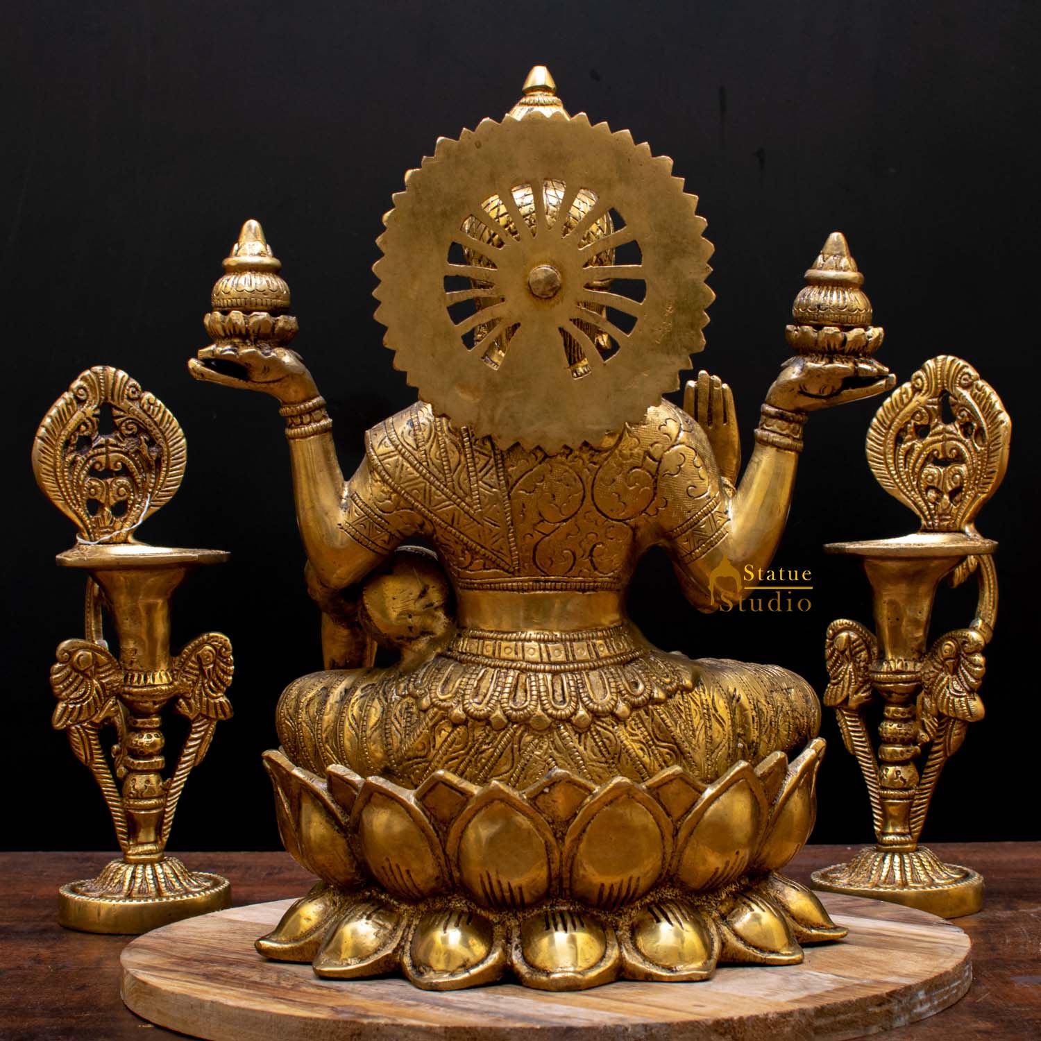 Indian Goddess of Wealth Maa Lakshmi Idol Vastu Lucky Statue With Money Pot 11" - Image 4
