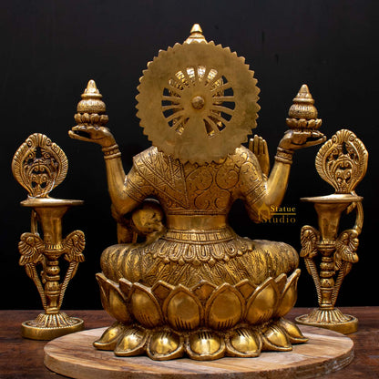 Indian Goddess of Wealth Maa Lakshmi Idol Vastu Lucky Statue With Money Pot 11" by vendor-unknown - Hindu Gods (View 4)