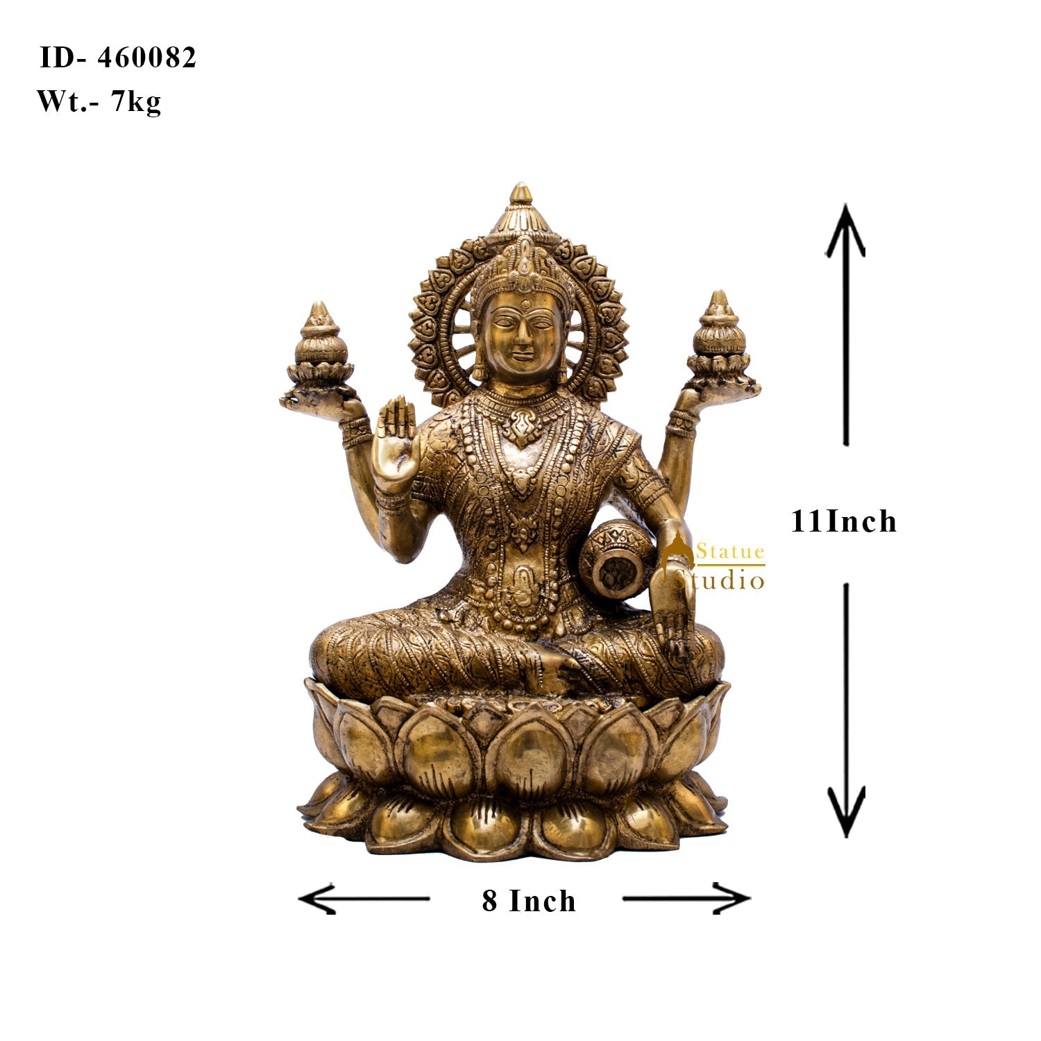 Indian Goddess of Wealth Maa Lakshmi Idol Vastu Lucky Statue With Money Pot 11" - Image 7