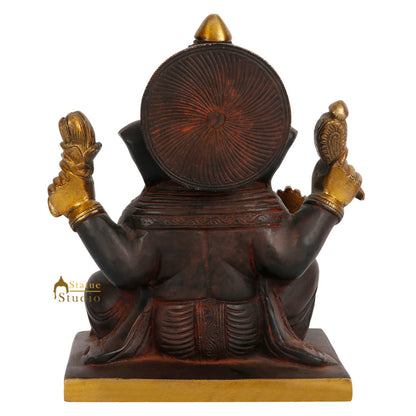 Brass Metal Antique Elephant Head Lord Ganpati Vinayak Statue Ganesh Idol 9" by vendor-unknown - Hindu Gods (View 4)