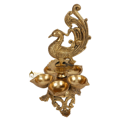 Finest South Indian Style Parrot Bird Brass Diya Diwali Temple Décor Showpiece by vendor-unknown - Spiritual (View 3)