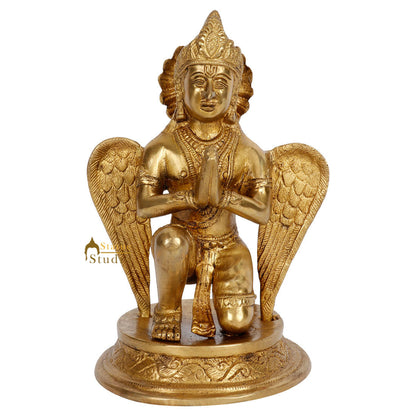 Indian Brass Sitting Garuda God Statue Temple Idol Showpiece 8" by vendor-unknown - Hindu Gods (View 2)