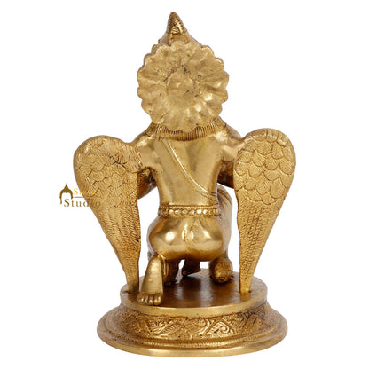 Indian Brass Sitting Garuda God Statue Temple Idol Showpiece 8" by vendor-unknown - Hindu Gods (View 4)