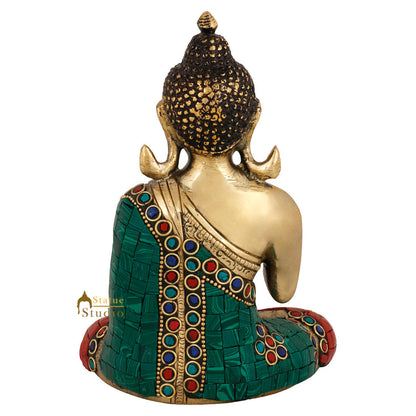 Brass Blessing Buddha Statue For Home Decor Gift Idol Showpiece 6" by vendor-unknown - Buddha (View 5)
