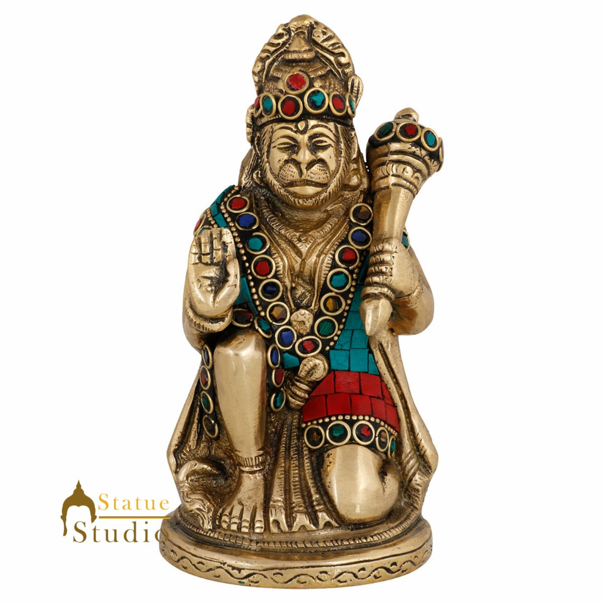 Indian Handicraft Mahabali Powerful Lord Hanuman Statue Temple Décor Idol 6" - Image 3