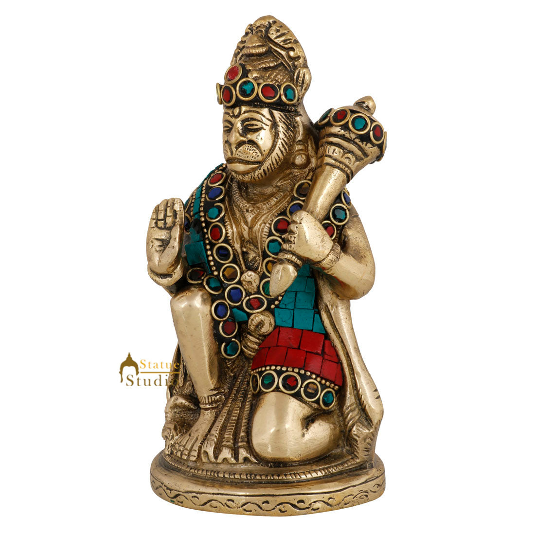 Indian Handicraft Mahabali Powerful Lord Hanuman Statue Temple Décor Idol 6" - Image 4