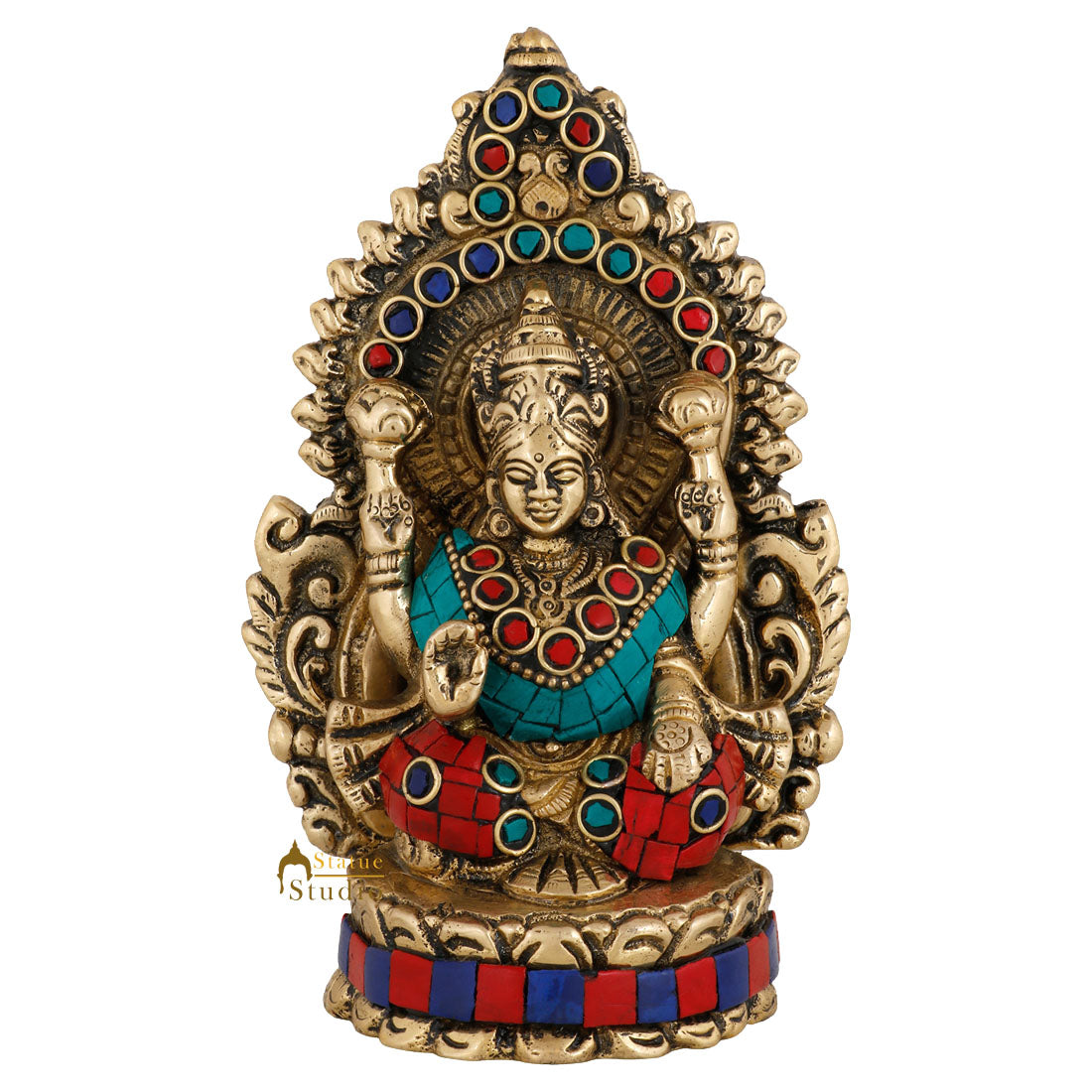 Brass Hindu Wealth Goddess Lakshmi Diwali Corporate Gift Idol Décor Statue 5"