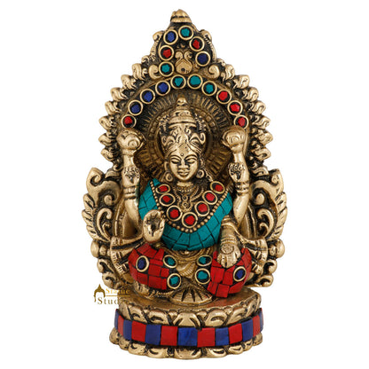 Brass Hindu Wealth Goddess Lakshmi Diwali Corporate Gift Idol Décor Statue 5" by vendor-unknown - Hindu Gods