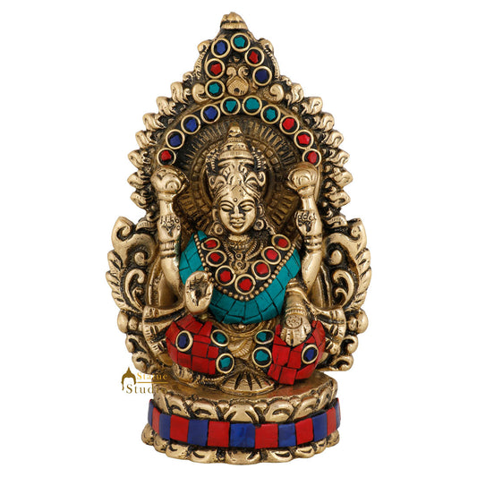 Brass Hindu Wealth Goddess Lakshmi Diwali Corporate Gift Idol Décor Statue 5"