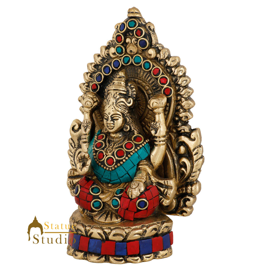 Brass Hindu Wealth Goddess Lakshmi Diwali Corporate Gift Idol Décor Statue 5"