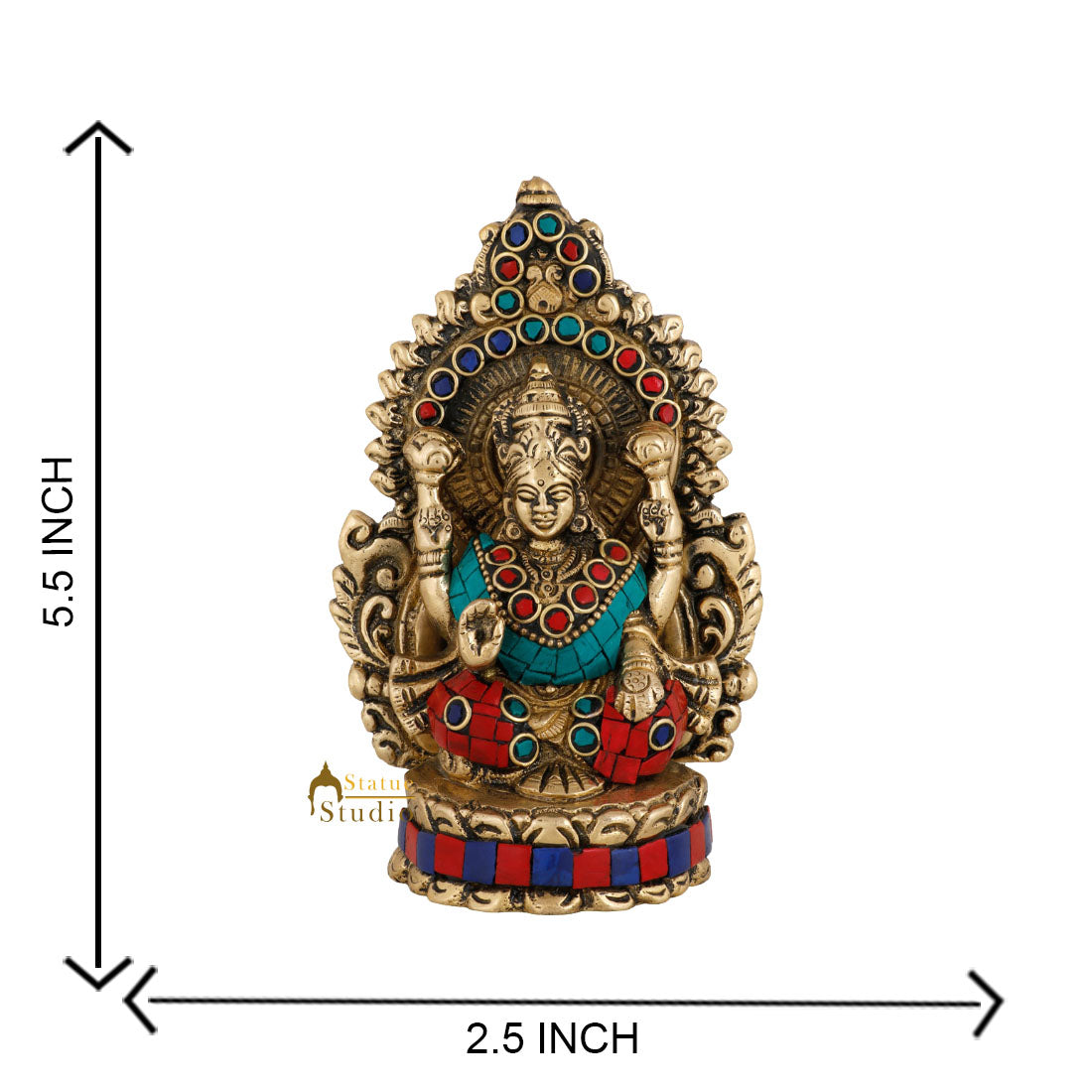 Brass Hindu Wealth Goddess Lakshmi Diwali Corporate Gift Idol Décor Statue 5"