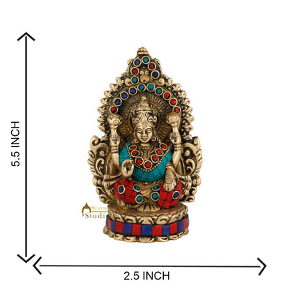 Brass Hindu Wealth Goddess Lakshmi Diwali Corporate Gift Idol Décor Statue 5" by vendor-unknown - Hindu Gods (View 5)