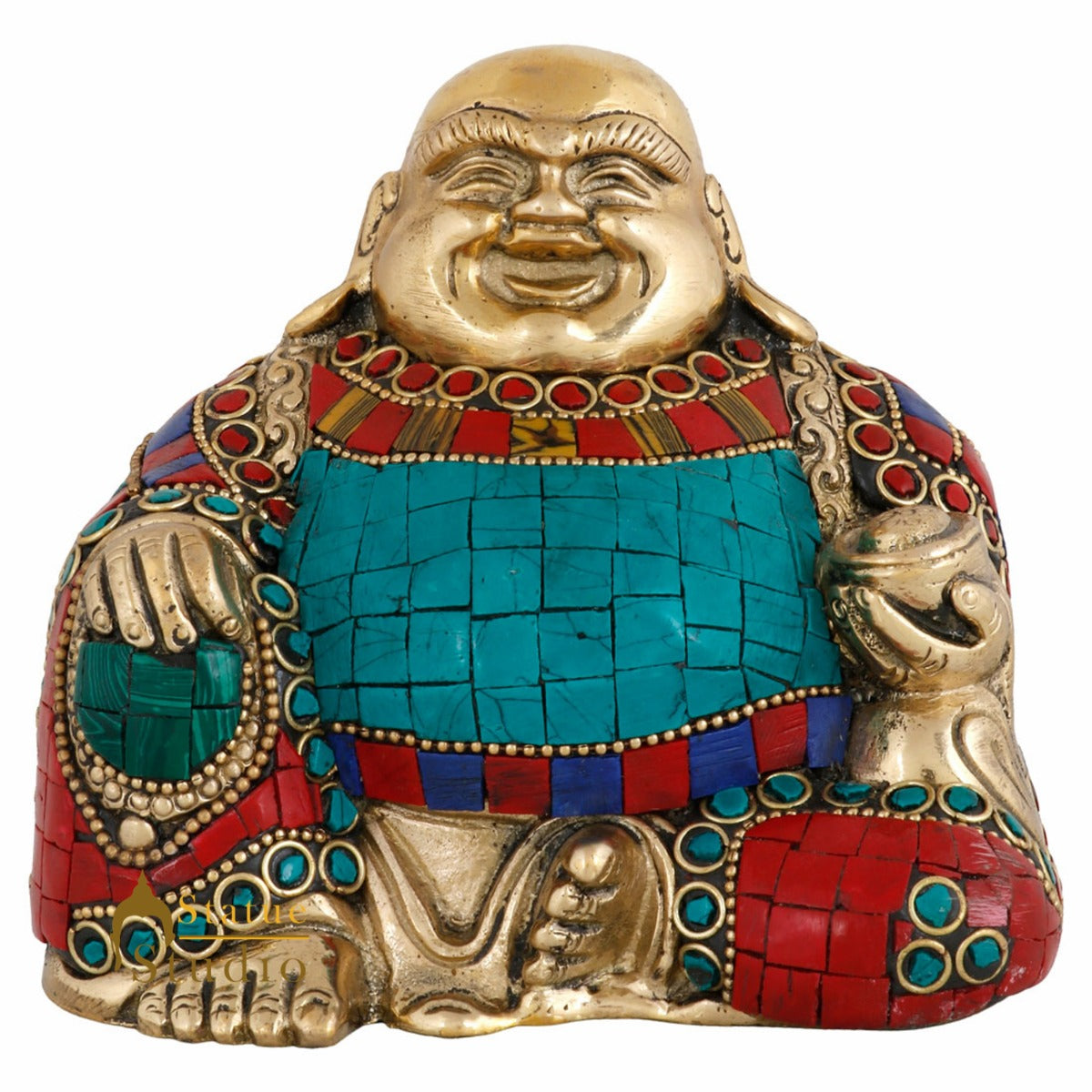 Brass Fengshui Vastu Chinese Happy Laughing Buddha Statue 4 Inch