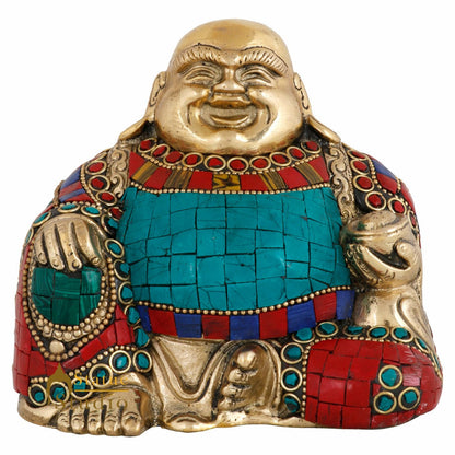 Brass Fengshui Vastu Chinese Happy Laughing Buddha Statue 4 Inch by vendor-unknown - Buddha (View 3)