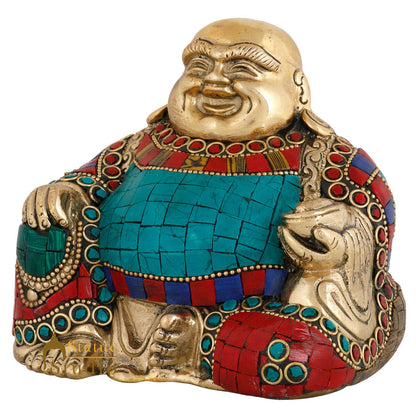 Brass Fengshui Vastu Chinese Happy Laughing Buddha Statue 4 Inch by vendor-unknown - Buddha (View 4)