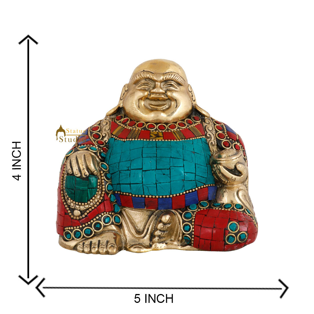 Brass Fengshui Vastu Chinese Happy Laughing Buddha Statue 4 Inch