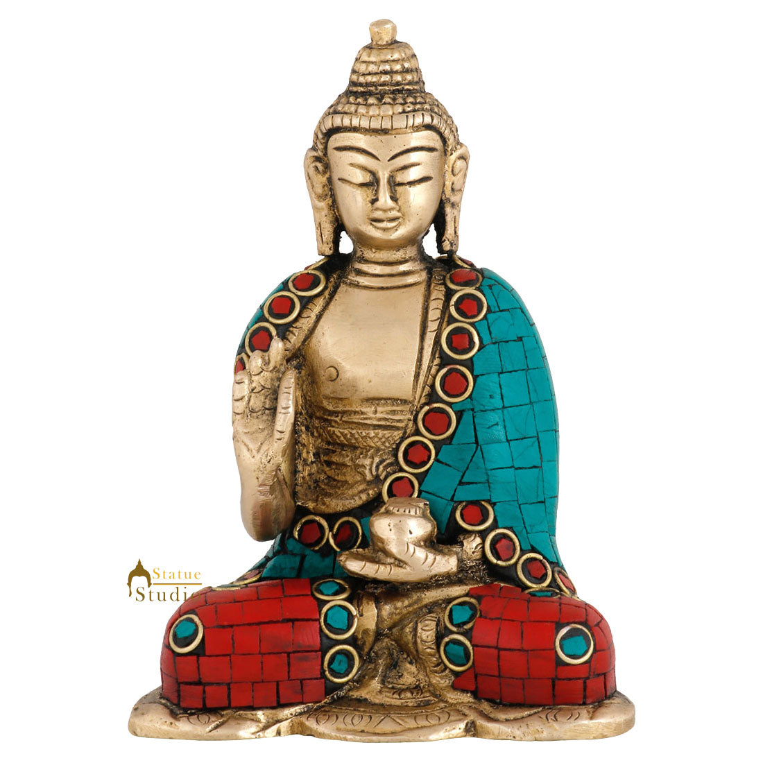 Brass Lord Buddha Mini Corporate Diwali Décor Gift Idol Small Statue Figure 4.5"