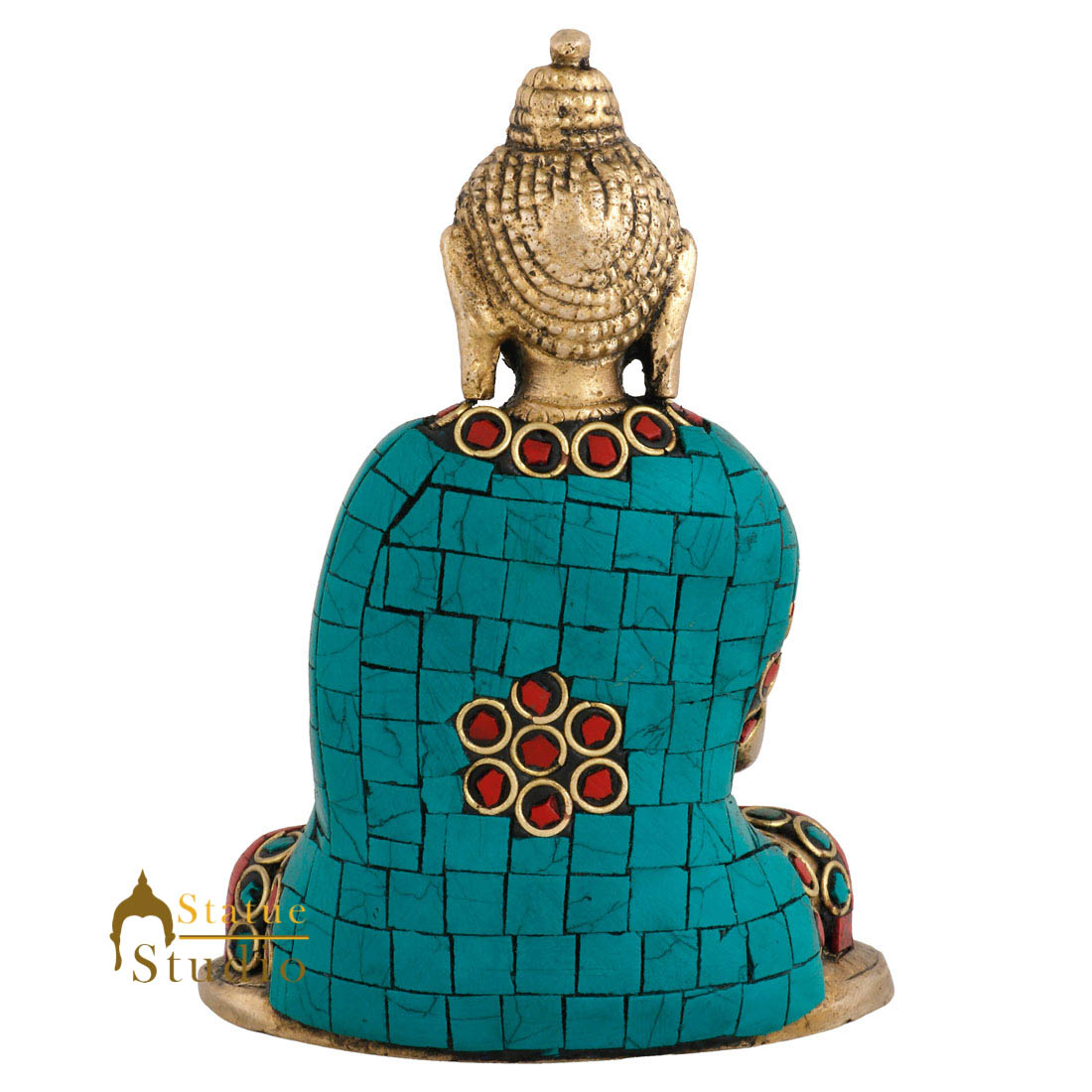 Brass Lord Buddha Mini Corporate Diwali Décor Gift Idol Small Statue Figure 4.5" - Image 4